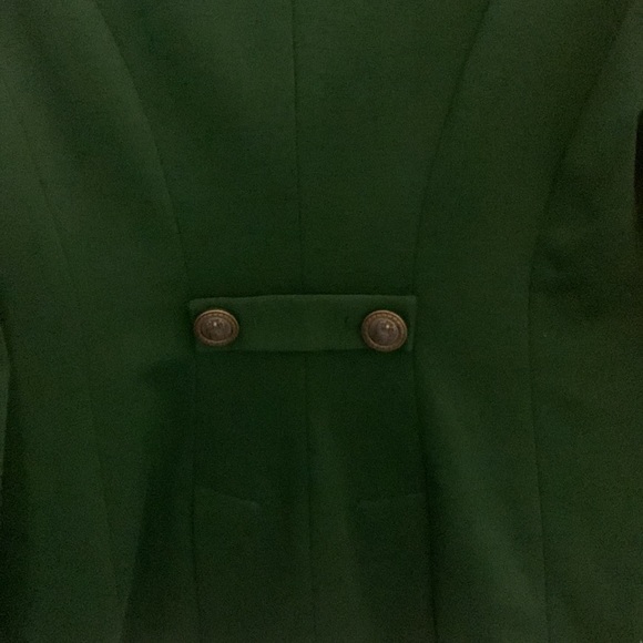 Green Blazer with detailed hardware and patch elbows on the sleeves. Size XS. - Picture 4 of 5